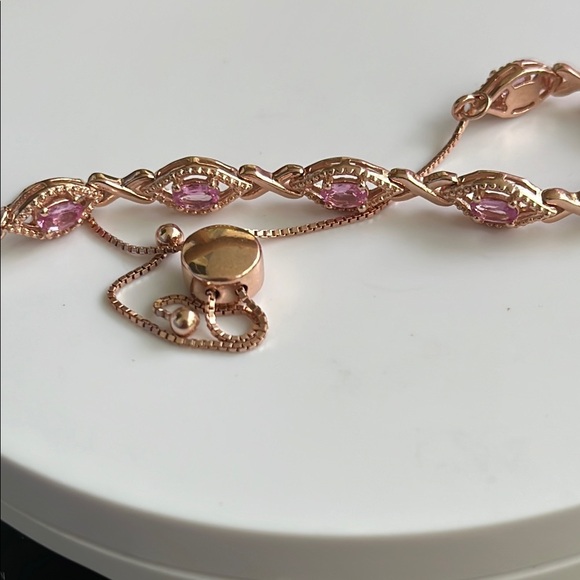 Pink Sapphire gemstones Adjustable bracelet stamped 925 - Picture 7 of 7